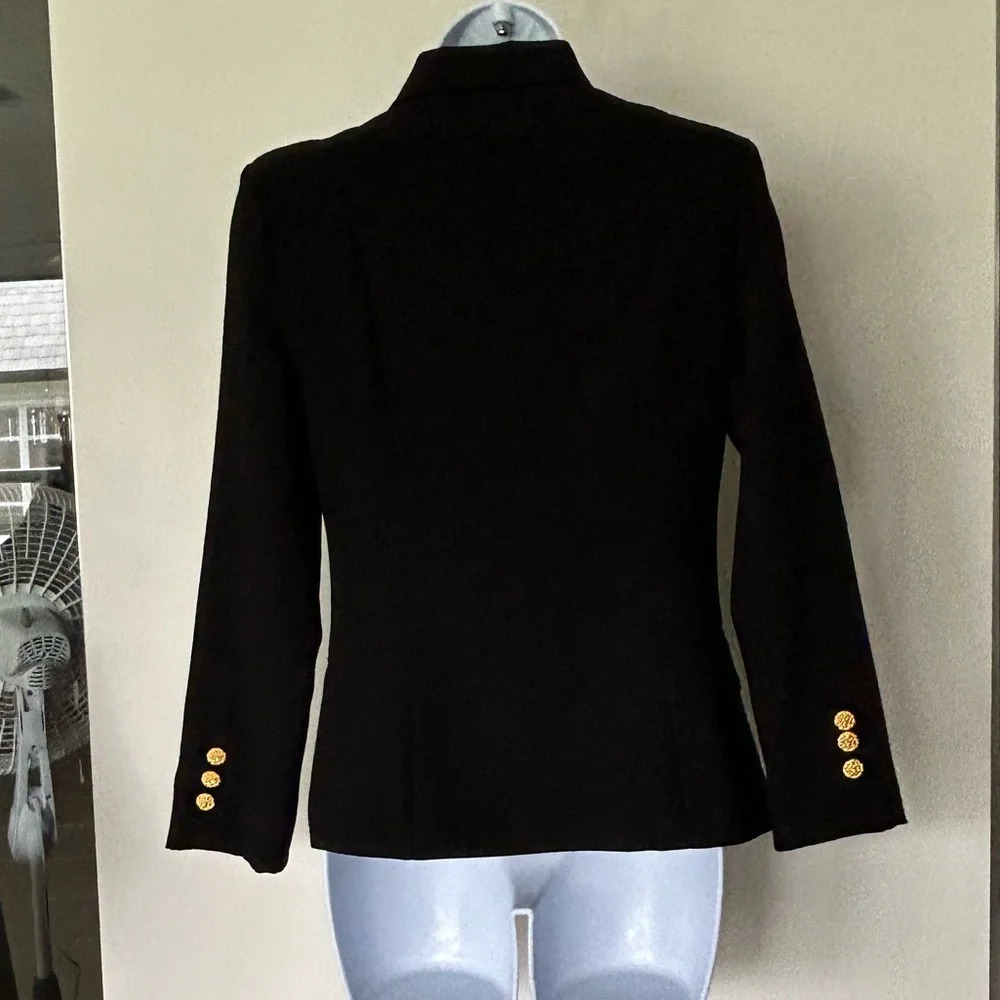 Black Womens Pantsuit with Gold Buttons - Classic Blazer & Trousers - Picture 4 of 11